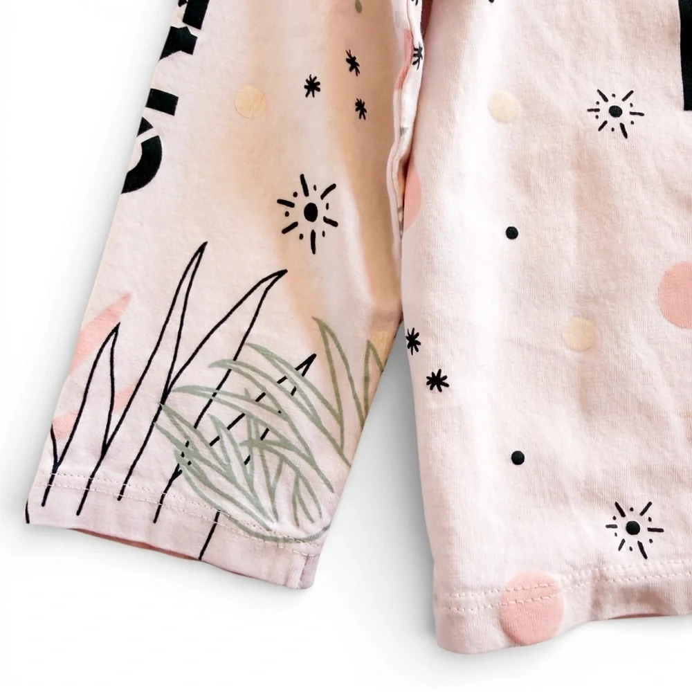Kenzo Kids Tiger Jungle Graphic Long Sleeve Tee Pink Girls 4 104 Designer Top 4A